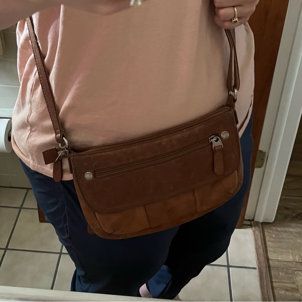 Vintage Fossil Crosstown Crossbody Bag Pebbled Leather Chestnut Brown - Picture 13 of 13